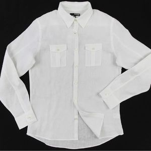 Murano White Linen Button Down